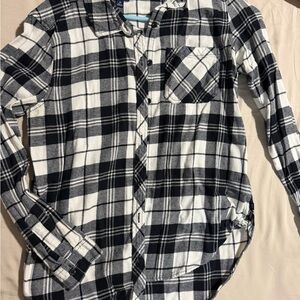 Black & White Plaid Button-Up Shirt